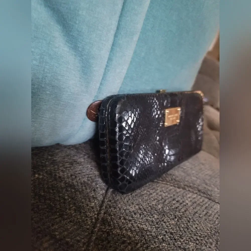 **EUC** Michael Kors black snakeskin embossed wallet